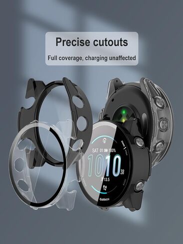 [عبوة من 3 عبوات حافظة حماية شاشة شفافة لجهاز Garmin Forerunner 570 47 مم، غطاء حماية كامل مع زجاج مقسى مدمج 9H و4 مقابس غبار من السيليكون، هيكل صلب من البولي كربونات، حماية كاملة للجري، صالة الألعاب الرياضية in Kuwait