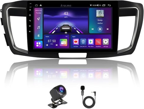 Car Stereo Radio for Honda Accord 2013-2017 Base Version w/o OEM Screen | 8Core 4+64GB, Android 15, Wireless CarPlay Android Auto, 10.1 inches 1280x800 Touchscreen, GPS Navigation, SWC, AHD Camera in Kuwait