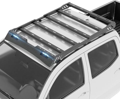 SUORTO Cargo Basket Top Roof Rack Compatible with 2005-2023 Tacoma Double Cab/Crew Cab (4 Full-Size Doors), Overland Truck Cargo Carrier Rooftop Luggage Storage Holder with LED Light Bar in Kuwait
