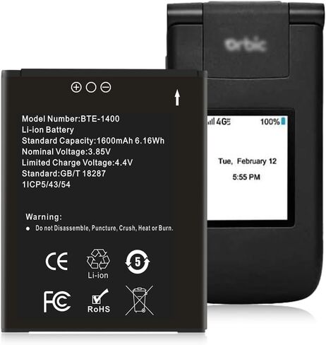 SHENMZ BTE1400 Battery, Higher Capacity 1600mAh Li-ion Replacement Battery for Verizon Orbic Journey V RC2200L 4G LTE Flip BTE-1400 in Saudi Arabia