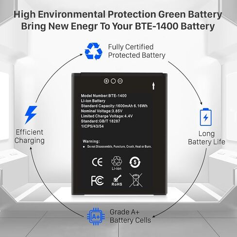 SHENMZ BTE1400 Battery, Higher Capacity 1600mAh Li-ion Replacement Battery for Verizon Orbic Journey V RC2200L 4G LTE Flip BTE-1400 in Saudi Arabia