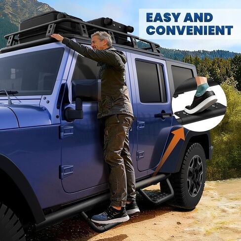 Running Boards Side Steps Compatible for 2007-2018 Jeep Wrangler JK 4-Door Round Drop (3 inches) in Saudi Arabia