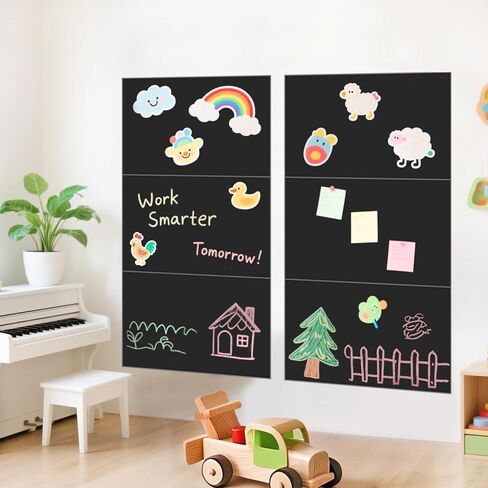 Magnetic Chalkboard Wall Decal for Kids Set of 6 Peel and Stick Magnet Sheets with Chalk Tangram Puzzle and Multiple Accessories Dusty Blue Magnetic Chalk Boardfor Home Playroom and Classroom in Kuwait