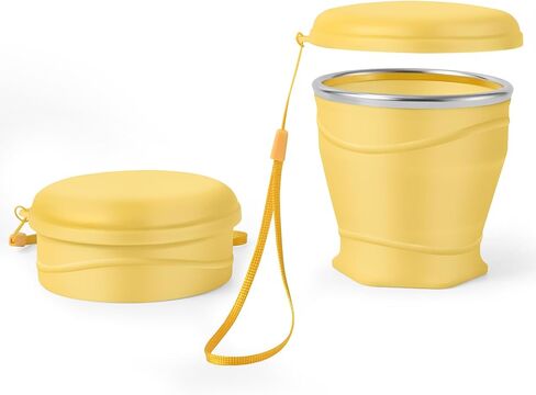 8.8oz/260ml Collapsible Silicone Cup with Lid,BPA-Free,304 Stainless Steel Rim,Portable Cup for Travel,Camping, Hiking,Outdoor Sports (Light Green) in Saudi Arabia