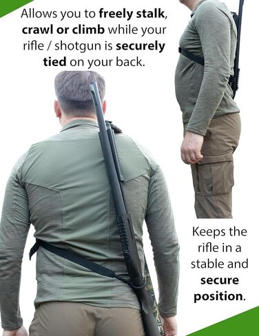 حبل Stalker Sling لرافعات البندقية أو البندقية، حزام الصدر عبر الجسم بدون استخدام اليدين، الحزام | يؤمن بندقيتك على ظهرك | راحة بدون استخدام اليدين يمكنني التسلق أو الزحف أو المراقبة أو التصوير بسهولة in Kuwait