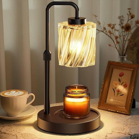 WarmEmbrace Candle Warmer Lamp with Adjustable Height& & Timer Dimmable Light, Gifts for Mom Women, House Warming Gifts New Home Bedroom Decor, Wax Melt Warmer for Jar Candles with 2 Bulbs/Black in Saudi Arabia