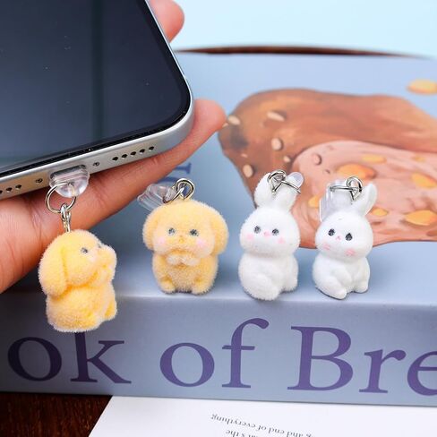 Mobile Phone Type C Charge Port Dust Plugs DIY Rabbit Pendant for Samsung Huawei Tablet USB-C Port Anti-Dust Stopper Cover,Yellow in Saudi Arabia