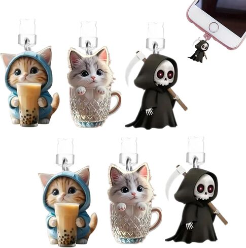 6 قطع من سدادات Lightning Dust Charms - أغطية منافذ شحن مضادة للغبار، متوافقة مع هواتف Lightning، مثالية للاستخدام اليومي، هدايا للرجال والنساء، 3 أنماط in Kuwait