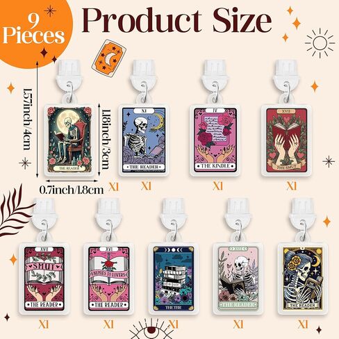 Type C Dust Plug Charm - 9pcs USB C Charging Port Dust Plug Accessories for E-Reader, Funny Bookish Theme Phone Protector Charm Decoration for Women Teacher Student Book Lover Gift (Skull) in Saudi Arabia