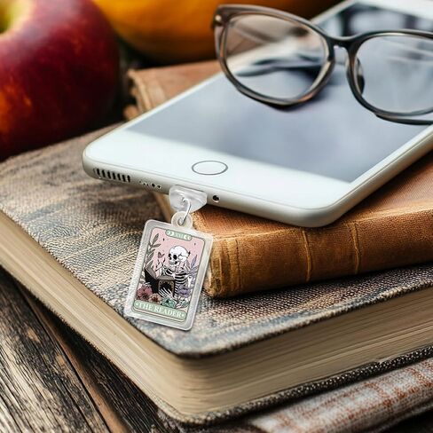 Type C Dust Plug Charm - 9pcs USB C Charging Port Dust Plug Accessories for E-Reader, Funny Bookish Theme Phone Protector Charm Decoration for Women Teacher Student Book Lover Gift (Skull) in Saudi Arabia