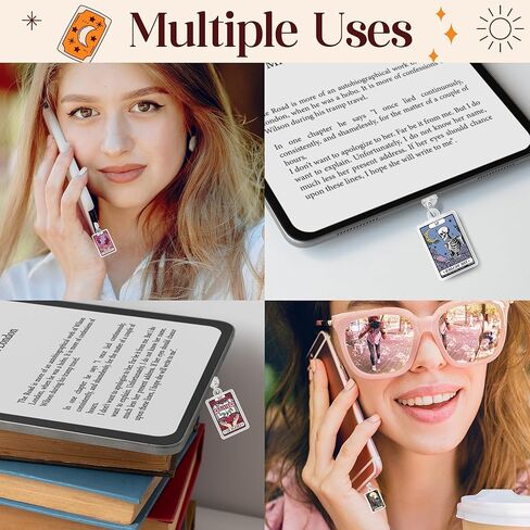 Type C Dust Plug Charm - 9pcs USB C Charging Port Dust Plug Accessories for E-Reader, Funny Bookish Theme Phone Protector Charm Decoration for Women Teacher Student Book Lover Gift (Skull) in Saudi Arabia