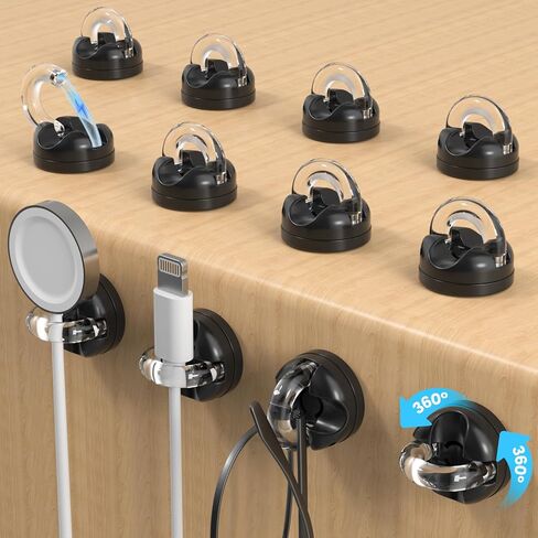 8-Pack Cord Organizer Holder, 360° Rotatable Charger Holder for Nightstand & Appliance Cord Management, 8mm Slot Magnetic Cord Clip with Strong Adhesive for Desk, Office, Kitchen in Kuwait