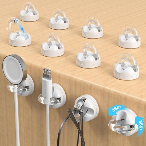 8-Pack Cord Organizer Holder, 360° Rotatable Charger Holder for Nightstand & Appliance Cord Management, 8mm Slot Magnetic Cord Clip with Strong Adhesive for Desk, Office, Kitchen in Saudi Arabia