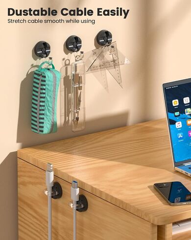 8-Pack Cord Organizer Holder, 360° Rotatable Charger Holder for Nightstand & Appliance Cord Management, 8mm Slot Magnetic Cord Clip with Strong Adhesive for Desk, Office, Kitchen in Saudi Arabia