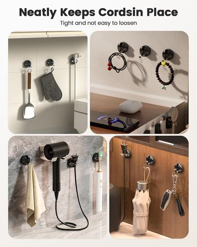 8-Pack Cord Organizer Holder, 360° Rotatable Charger Holder for Nightstand & Appliance Cord Management, 8mm Slot Magnetic Cord Clip with Strong Adhesive for Desk, Office, Kitchen in Saudi Arabia