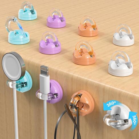8-Pack Cord Organizer Holder, 360° Rotatable Charger Holder for Nightstand & Appliance Cord Management, 8mm Slot Magnetic Cord Clip with Strong Adhesive for Desk, Office, Kitchen in Saudi Arabia