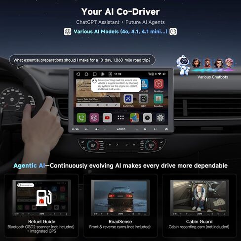 ATOTO S8 MS 10 بوصة ستيريو سيارة Android مزدوج DIN وSingle DIN، شاشة QLED عائمة، 4G LTE/Wi-Fi، تسجيل كاميرا مزدوجة، CarPlay لاسلكي وAndroid Auto، بلوتوث مزدوج، مسار GPS، 36EQ، DSP in Kuwait