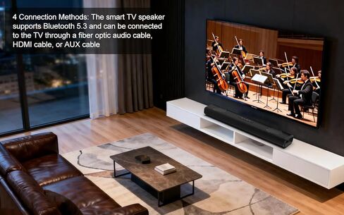 100W Sound Bar for Smart TV, 2.2 ch Soundbar with Bluetooth 5.3/ARC/Opt/AUX Connect, Surround Sound System for TV with 4 Speakers, Home Audio Surround Sound System for TV PC Projector in Kuwait