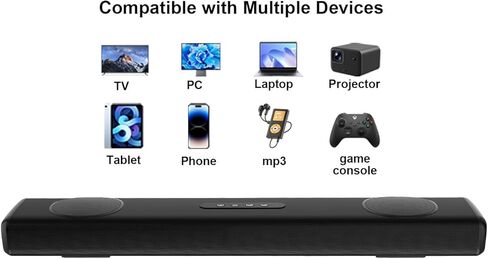 100W Sound Bar for Smart TV, 2.2 ch Soundbar with Bluetooth 5.3/ARC/Opt/AUX Connect, Surround Sound System for TV with 4 Speakers, Home Audio Surround Sound System for TV PC Projector in Kuwait