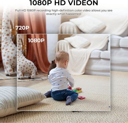 كاميرا تجسس على مدار الساعة لاسلكية HD 1080P كاميرات مربية الأمن مع رؤية ليلية وكشف الحركة للمنزل / المكتب / الطفل / كبار السن / رعاية الحيوانات الأليفة in Kuwait