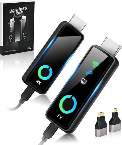 2025 Upgraded Wireless HDMI Transmitter and Receiver with LED Display 328ft/100M, 4K Decode 1080P@60Hz Ultra FHD Video Output, Plug&Play 5G+2.4G for Video to Monitor from PC/Laptop/HDTV/Camera in Saudi Arabia