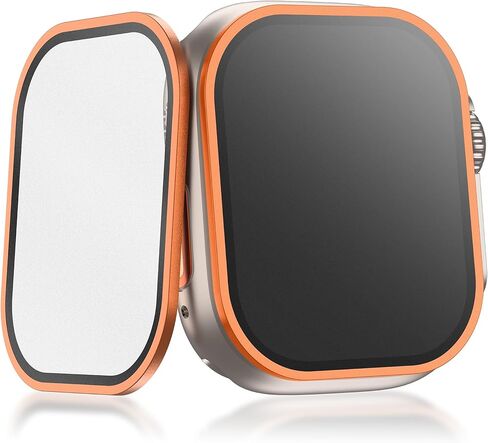 YWXTW Matte Screen Protector for Apple Watch Ultra 3/ Ultra 2/ Ultra (49mm), [Smooth as Silk] Tempered Glass + Titanium Alloy Frame for Apple Ultra 3, Anti Glare, 1S Press, Bubble Free, 2 Pack, Orange in Saudi Arabia