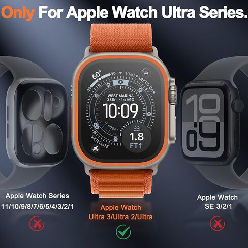 YWXTW Matte Screen Protector for Apple Watch Ultra 3/ Ultra 2/ Ultra (49mm), [Smooth as Silk] Tempered Glass + Titanium Alloy Frame for Apple Ultra 3, Anti Glare, 1S Press, Bubble Free, 2 Pack, Orange in Saudi Arabia