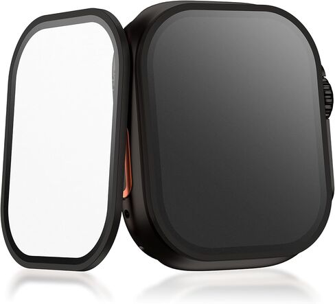 YWXTW Matte Screen Protector for Apple Watch Ultra 3/ Ultra 2/ Ultra (49mm), [Smooth as Silk] Tempered Glass + Titanium Alloy Frame for Apple Ultra 3, Anti Glare, 1S Press, Bubble Free, 2 Pack, Orange in Saudi Arabia