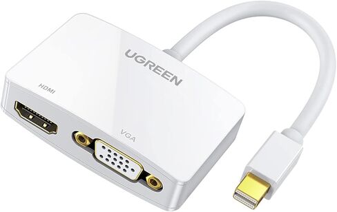 UGREEN Mini DisplayPort to HDMI VGA Adapter, 4K Thunderbolt 2 Adapter 2 in 1 Mini DP Converter Compatible with MacBook Pro MacBook Air iMac Surface Pro 1 2 3 4 6 Surface Laptop 2 ThinkPad X1, White in Saudi Arabia