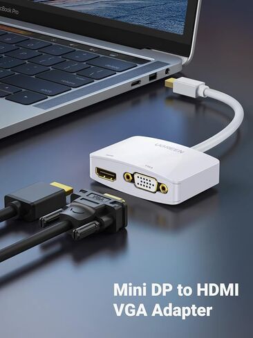 UGREEN Mini DisplayPort to HDMI VGA Adapter, 4K Thunderbolt 2 Adapter 2 in 1 Mini DP Converter Compatible with MacBook Pro MacBook Air iMac Surface Pro 1 2 3 4 6 Surface Laptop 2 ThinkPad X1, White in Saudi Arabia