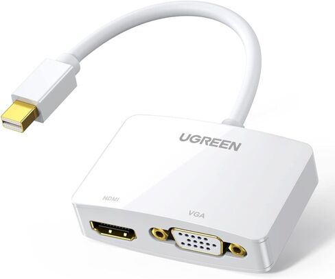 UGREEN Mini DisplayPort to HDMI VGA Adapter, 4K Thunderbolt 2 Adapter 2 in 1 Mini DP Converter Compatible with MacBook Pro MacBook Air iMac Surface Pro 1 2 3 4 6 Surface Laptop 2 ThinkPad X1, White in Saudi Arabia