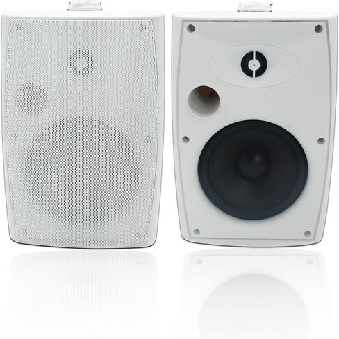 STUDIOFINIX 6.5 Inch 400W Outdoor Speakers Wired Waterproof Passive with Powerful Bass, Wall Mount Speakers for Patio Garden Poolside Home(Pair,White) in Kuwait