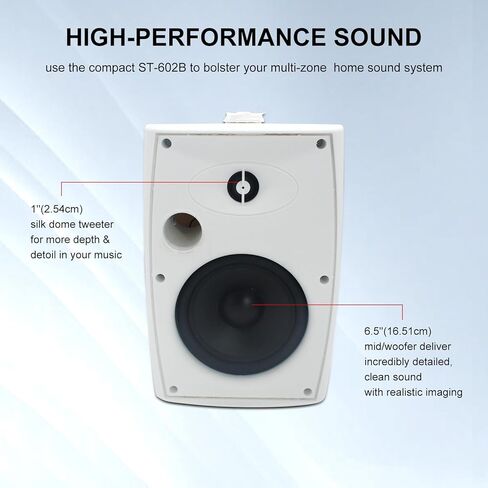 STUDIOFINIX 6.5 Inch 400W Outdoor Speakers Wired Waterproof Passive with Powerful Bass, Wall Mount Speakers for Patio Garden Poolside Home(Pair,White) in Kuwait