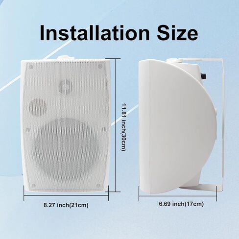 STUDIOFINIX 6.5 Inch 400W Outdoor Speakers Wired Waterproof Passive with Powerful Bass, Wall Mount Speakers for Patio Garden Poolside Home(Pair,White) in Kuwait