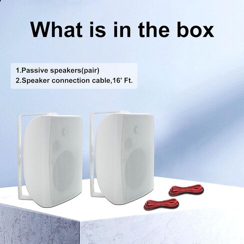 STUDIOFINIX 6.5 Inch 400W Outdoor Speakers Wired Waterproof Passive with Powerful Bass, Wall Mount Speakers for Patio Garden Poolside Home(Pair,White) in Kuwait