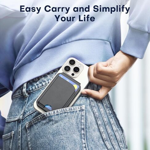 محفظة OMOTON المغناطيسية لهاتف iPhone، محفظة هاتف بحامل بطاقات 4 لـ Magsafe مع حامل، جلد فاخر لسلسلة iPhone 17/16/15/14/13/12 (أسود) in Saudi Arabia