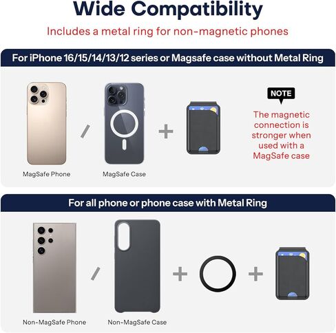 محفظة OMOTON المغناطيسية لهاتف iPhone، محفظة هاتف بحامل بطاقات 4 لـ Magsafe مع حامل، جلد فاخر لسلسلة iPhone 17/16/15/14/13/12 (أسود) in Saudi Arabia