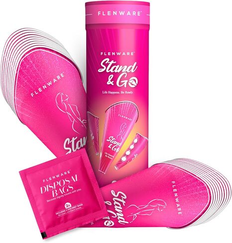 Stand & Go Disposable Female Urinals, 20 Pack | Travel Tube + 2 Discreet Trash Bags | Ideal for Travel, Festivals, Road Trips & Emergencies in Saudi Arabia