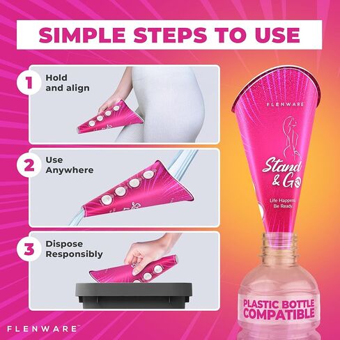 Stand & Go Disposable Female Urinals, 20 Pack | Travel Tube + 2 Discreet Trash Bags | Ideal for Travel, Festivals, Road Trips & Emergencies in Saudi Arabia
