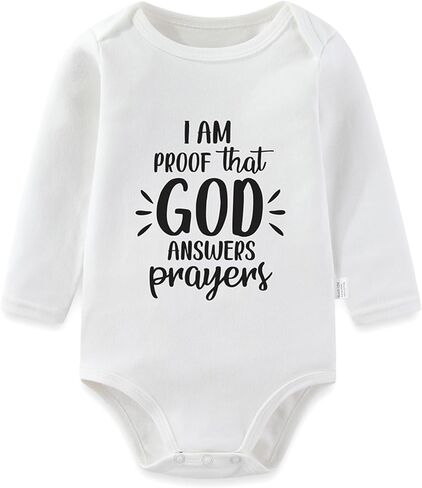 I'm Proof that God Answers Prayers Long Sleeve Baby Bodysuits, Jesus Romper Outfits Girls Boys 0-24 Months in Saudi Arabia