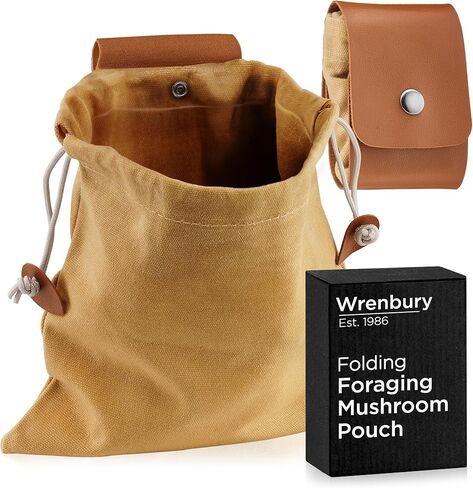 Wrenbury Mushroom Hunting Bag - Waxed Canvas Mushroom Forager Pouch - Foldable Bags for Foraging Gifts 8.75" in Saudi Arabia