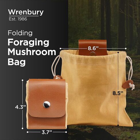 Wrenbury Mushroom Hunting Bag - Waxed Canvas Mushroom Forager Pouch - Foldable Bags for Foraging Gifts 8.75" in Saudi Arabia