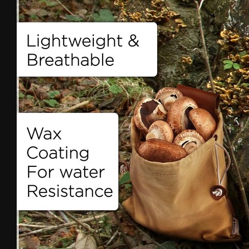 Wrenbury Mushroom Hunting Bag - Waxed Canvas Mushroom Forager Pouch - Foldable Bags for Foraging Gifts 8.75" in Saudi Arabia