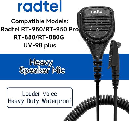 radtel Heavy Duty Waterproof Speaker Mic for RT-950 RT-950 PRO Radios, Noise-Cancelling Walkie Talkie Microphone in Saudi Arabia