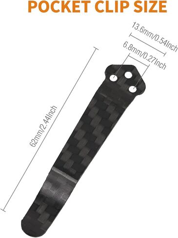 Luxury Carbon Fiber Knife Replacement Clip - 2 Pieces 3-Hole Titanium Alloy Deep Carry Pocket Back Clip with Screws for Spyderco PM2, Manix, Delica, and More in Saudi Arabia