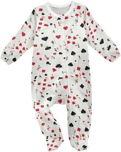 Dussdil Four Aces Playing Cards Baby One-Piece Footies Newborn Rompers Pajamas Cotton Footed Pjs for Home Sleep Play Boys Girls 3M in Saudi Arabia