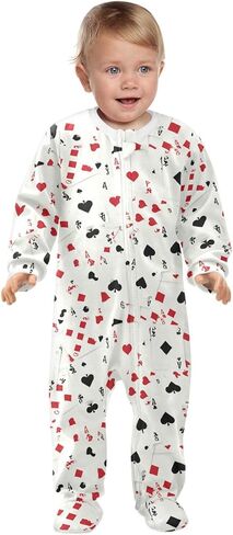 Dussdil Four Aces Playing Cards Baby One-Piece Footies Newborn Rompers Pajamas Cotton Footed Pjs for Home Sleep Play Boys Girls 3M in Saudi Arabia