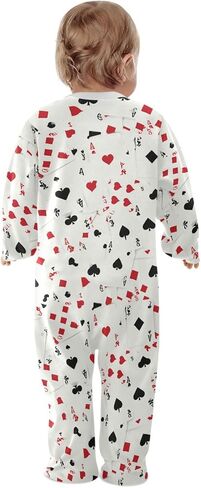 Dussdil Four Aces Playing Cards Baby One-Piece Footies Newborn Rompers Pajamas Cotton Footed Pjs for Home Sleep Play Boys Girls 3M in Saudi Arabia