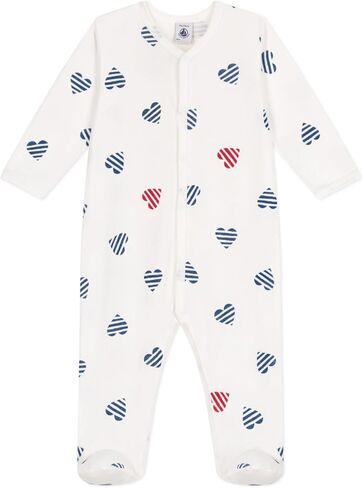 Petit Bateau Baby front snap stripe hearts footie SIZES 1-9 MONTHS in Saudi Arabia