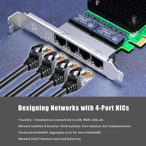 GLOTRENDS ST7456 4-Port Gigabit PoE+ Network Card with Surge-Proof Design for Outdoor Installation, Ethernet RJ45 LAN Port, PCIE 2.0 X4 Interface, Regular & Low Profile Bracket in Saudi Arabia